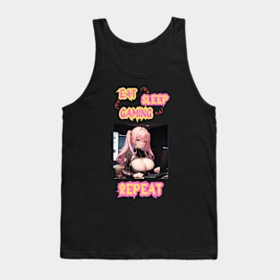 Eat Sleep Gaming Repeat Anime Girl Tank Top